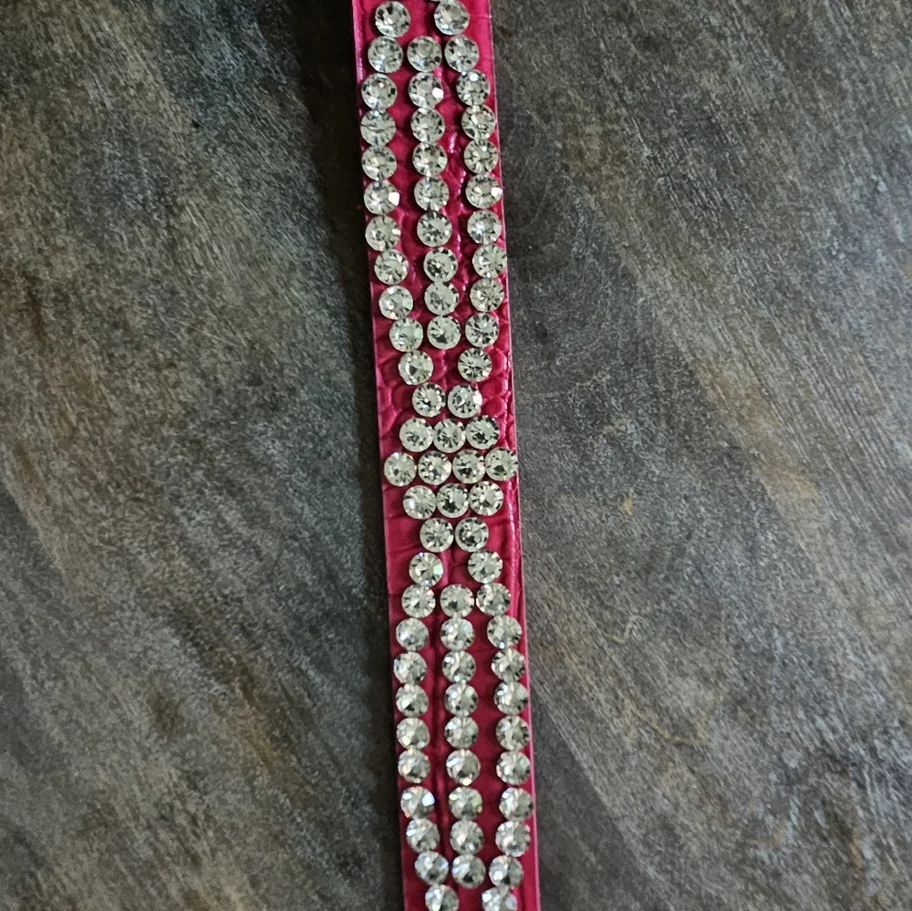 NWT Pink Western Rhinestone Studded Alligator Embossed Raspberry Belt